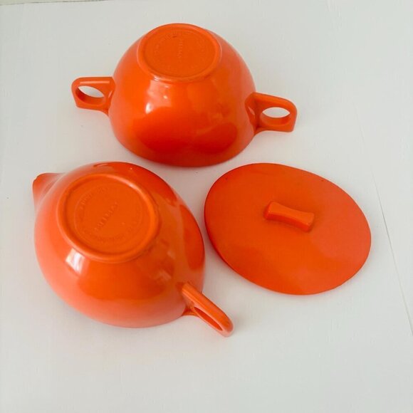 Vintage Coral Melmac Cream And Sugar Set Coffee Time Retro Kitsch Made In Canada - Picture 4 of 10